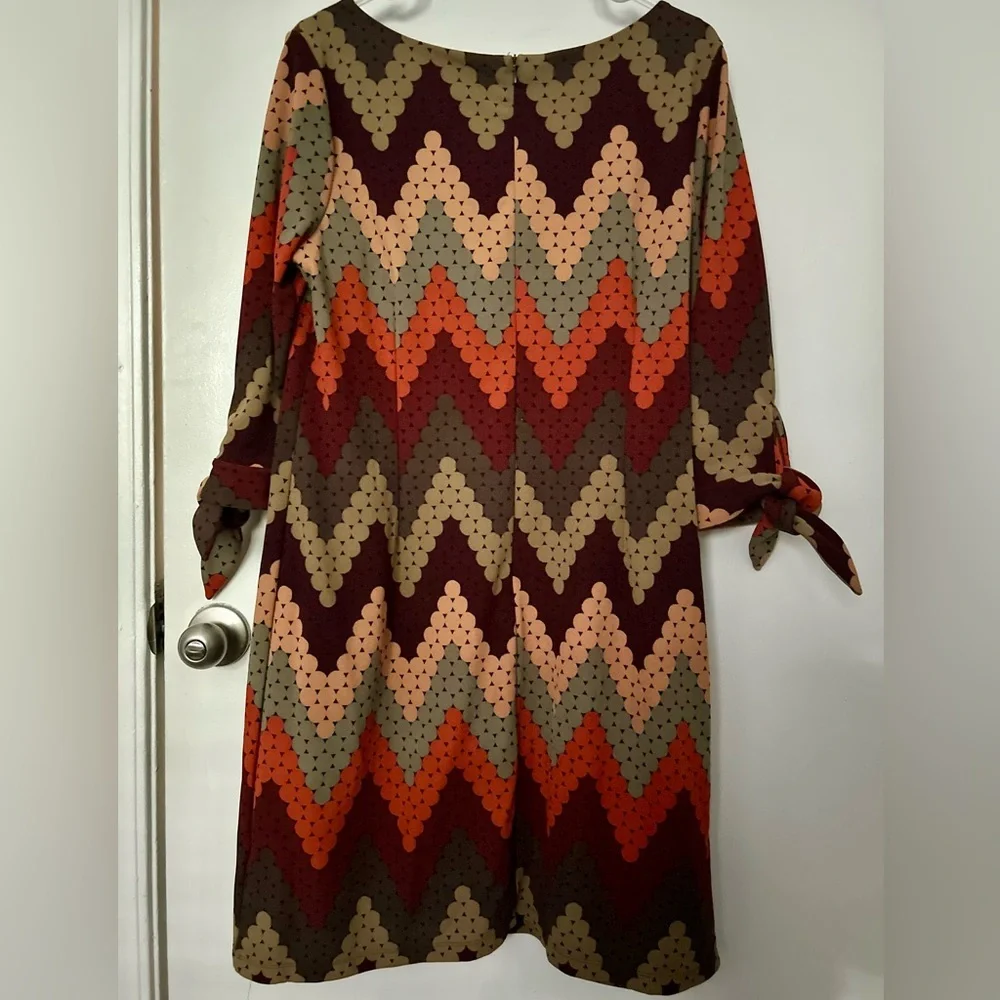 ILE Retro chevron circles print dress Size 14 - Picture 7 of 9